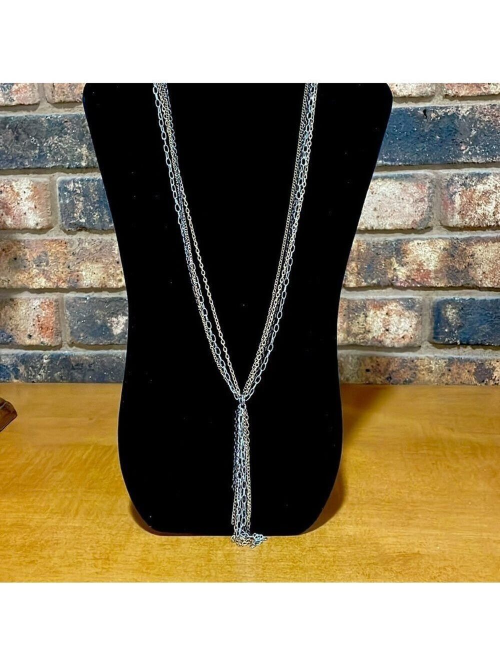 Vintage 4 strand mixed metal chains necklace with tassel